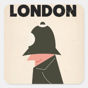 Pegatina Cuadrada Cartel de viaje vintage de policía de Londres