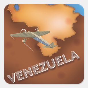 Pegatina Cuadrada cartel de viaje vintage de venezuela