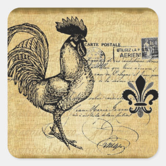 Pegatina Cuadrada Cartel francés vintage en Burlap