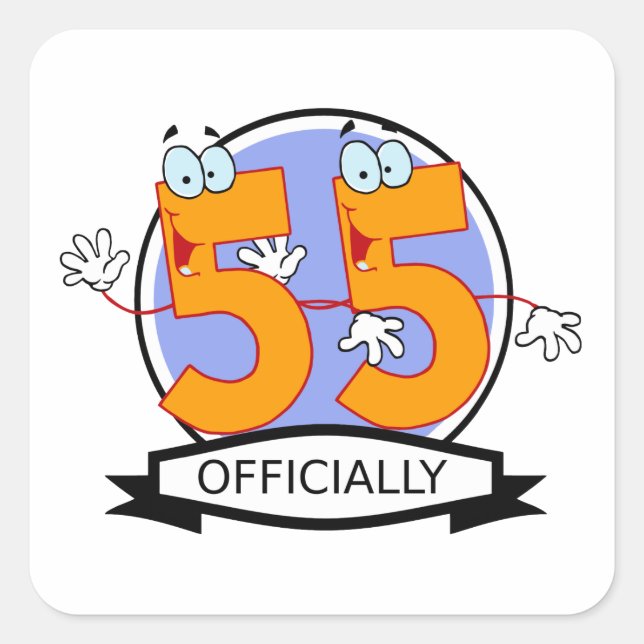 Pegatina Cuadrada Cartel oficial de 55 cumpleaños (Anverso)