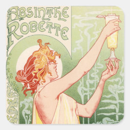 Pegatina Cuadrada Cartel vintage de Absinthe Robette - Alcohol