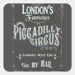 Pegatina Cuadrada Cartel vintage de Piccadilly Circus Londres