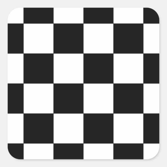 Pegatina Cuadrada Cartón de ajedrez (Anverso)