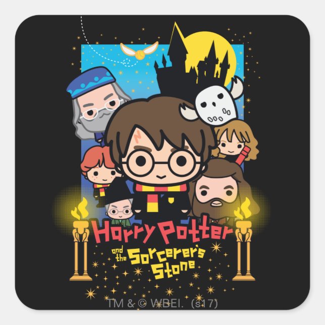 Pegatina Cuadrada Cartoon Harry Potter and the Sorcerer's Stone (Anverso)