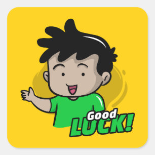 Pegatina Cuadrada Cartoonish Good Luck