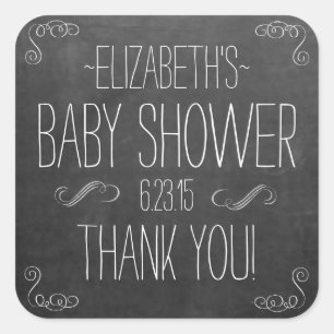 Pegatina Cuadrada Cartucho Aspecto Blanco Texto manuscrito Baby Show