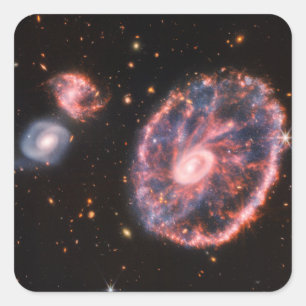 Pegatina Cuadrada CartWheel Galaxy JWST James Webb Space Telescope