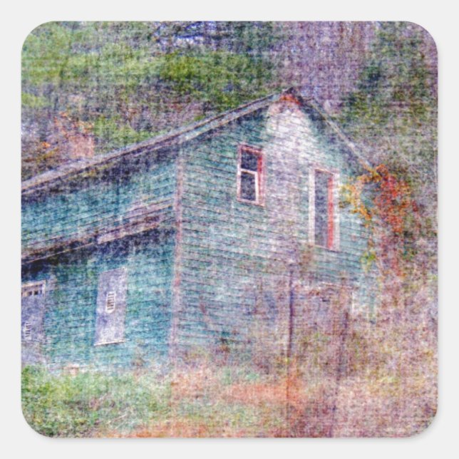 Pegatina Cuadrada Casa abandonada (Anverso)