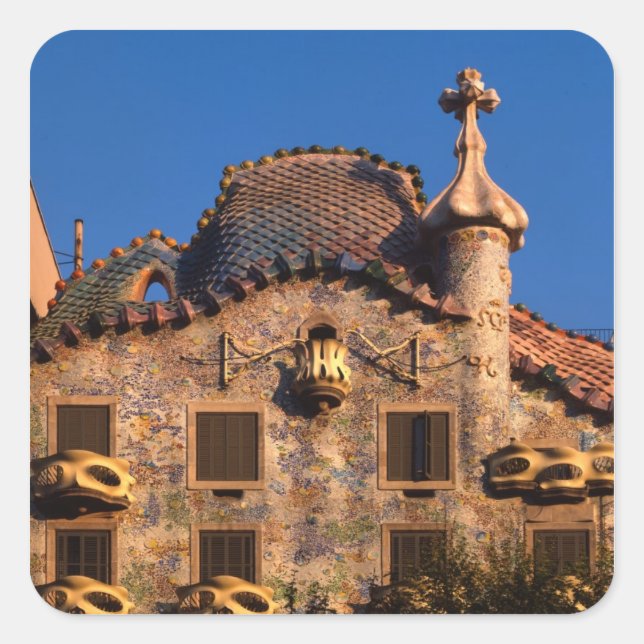 Pegatina Cuadrada Casa Batilo, Arquitectura Gaudí, Barcelona, (Anverso)