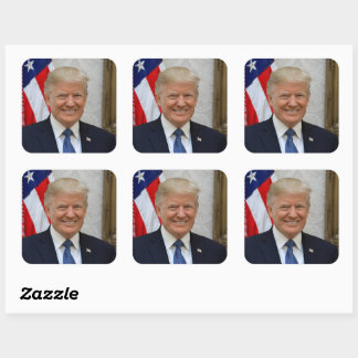 Pegatina Cuadrada Casa Blanca del presidente estadounidense Donald T