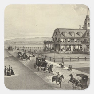 Pegatina Cuadrada Casa Colorado, Ocean Beach, NJ