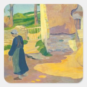 Pegatina Cuadrada Casa de campo en Le Pouldu, 1890 (aceite sobre lie