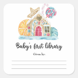 Pegatina Cuadrada Casa de galletas de Navidad - Primera biblioteca d