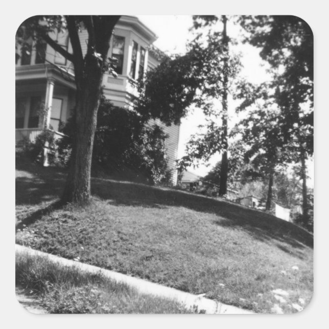 Pegatina Cuadrada Casa de Horatio Alger en Natick, Massachusetts (Anverso)
