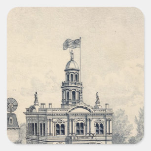Pegatina Cuadrada Casa de la Corte, Fresno