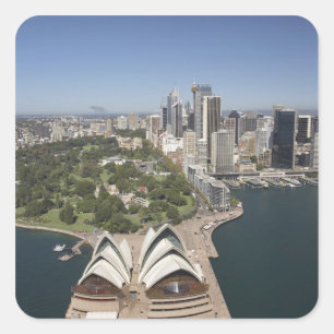 Pegatina Cuadrada Casa de la Ópera de Sydney, Jardines Botánicos Rea