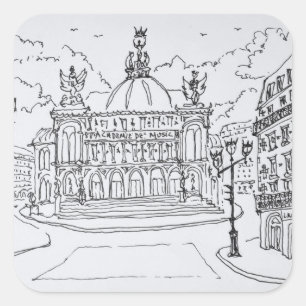 Pegatina Cuadrada Casa de Ópera Palais Garnier   París, Francia
