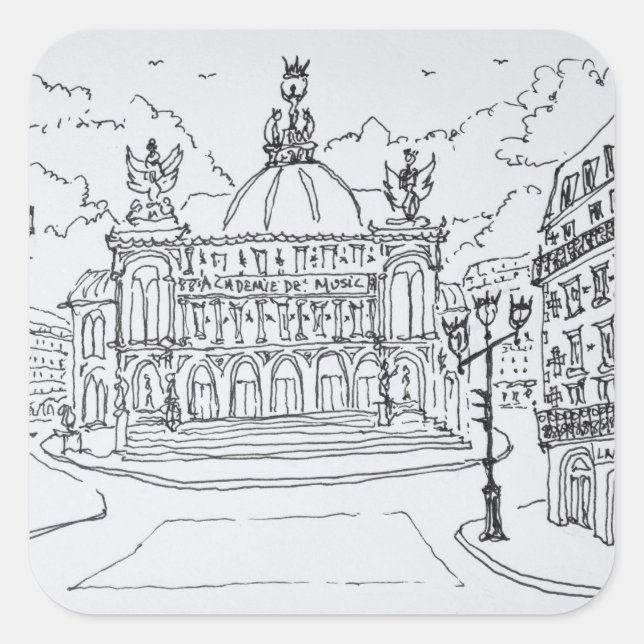 Pegatina Cuadrada Casa de Ópera Palais Garnier | París, Francia (Anverso)
