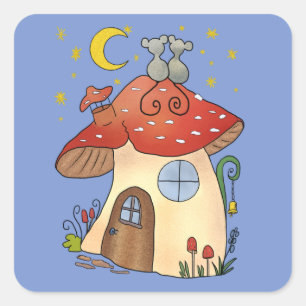 Pegatina Cuadrada Casa de ratón