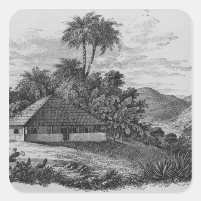Pegatina Cuadrada Casa de un plantador en Brasil (Anverso)