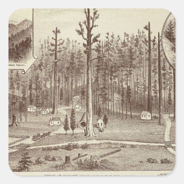 Pegatina Cuadrada Casa de verano, residencia de Lewis (Anverso)