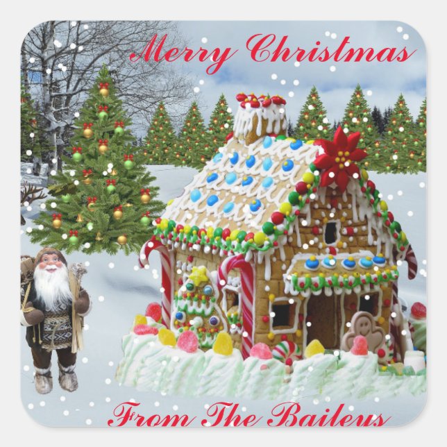 PEGATINA CUADRADA CASA GINGERBREAD  (Anverso)