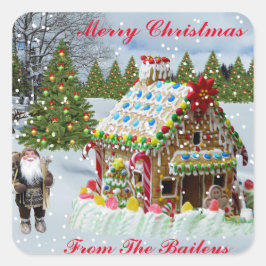 PEGATINA CUADRADA CASA GINGERBREAD