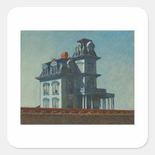 Pegatina Cuadrada Casa junto al ferrocarril - Edward Hopper