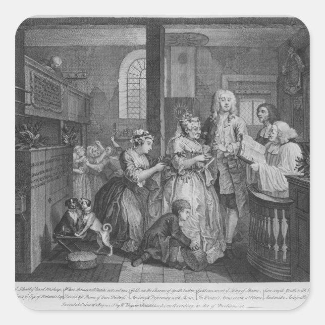 Pegatina Cuadrada Casado con una anciana doncella (Anverso)