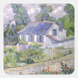 Pegatina Cuadrada Casas de Auvers Vincent van Gogh
