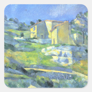 Pegatina Cuadrada Casas de Provenza Paul Cezanne