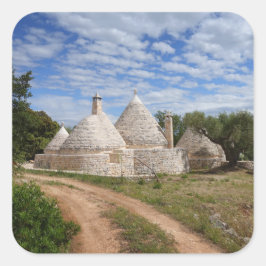 Pegatina Cuadrada Casas Trulli de Puglia/Apulia