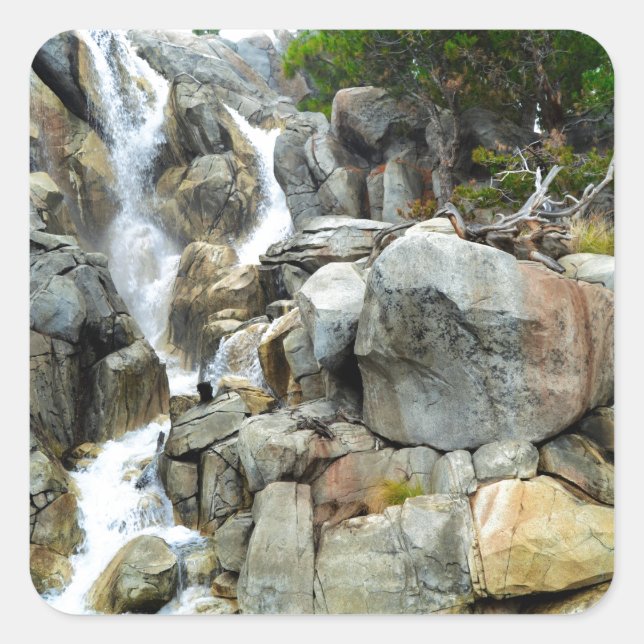 Pegatina Cuadrada Cascada (Anverso)