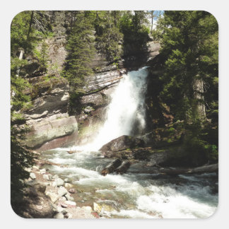 Pegatina Cuadrada Cascada Baring en el Parque Nacional Glacier