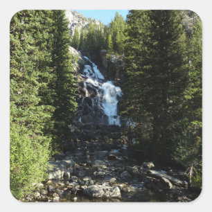 Pegatina Cuadrada Cascada Oculta en el Parque Nacional Grand Teton