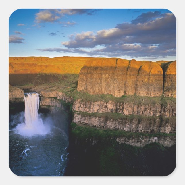 Pegatina Cuadrada Cascada Palouse en Washington (Anverso)