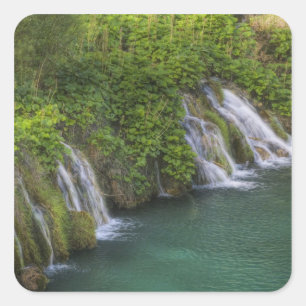 Pegatina Cuadrada Cascada, Parque Nacional de los Lagos de Plitvice