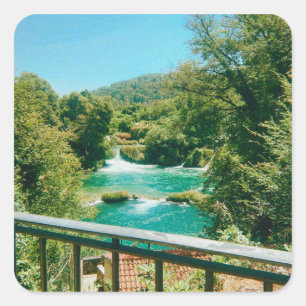 Pegatina Cuadrada Cascadas Krka - Parque nacional Krka - Croacia