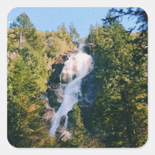 Pegatina Cuadrada Cascadas Shannon, Squamish, Canadá 