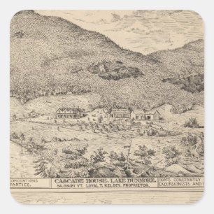 Pegatina Cuadrada Cascade House en el lago Dunmore