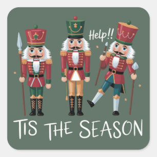Pegatina Cuadrada Cascanueces Navidad Es la Temporada Grupo Navidad 