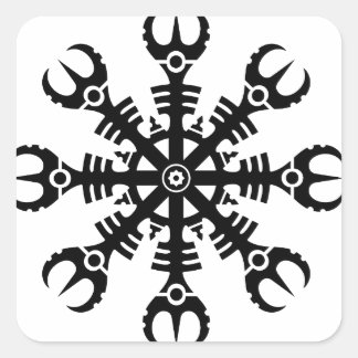 Pegatina Cuadrada Casco de asombro - Aegishjalmur Nº 2 (negro)
