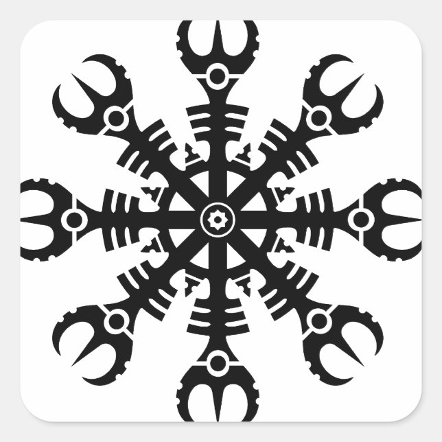 Pegatina Cuadrada Casco de asombro - Aegishjalmur Nº 2 (negro) (Anverso)