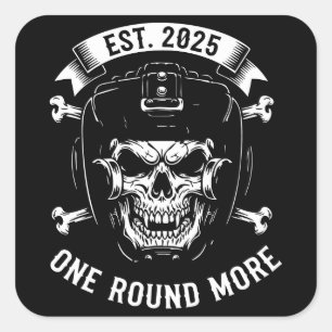 Pegatina Cuadrada Casco de boxeo Skull Diseño de deportes de combate