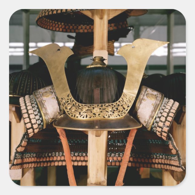 Pegatina Cuadrada Casco de Samurai, mediados del siglo XIV (Anverso)