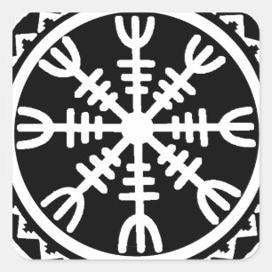 Pegatina Cuadrada Casco Vikingo del Terror