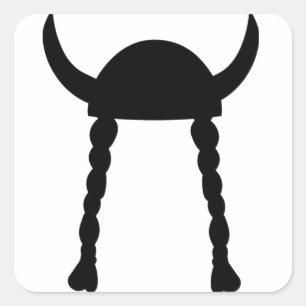 Pegatina Cuadrada Cascos de viking y trenzas