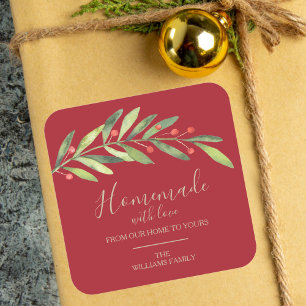 Pegatina Cuadrada Casero con Navidades de amor