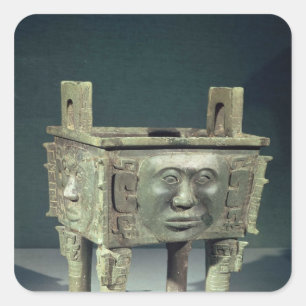 Pegatina Cuadrada Casilla rectangular de 'ting' con caras humanas