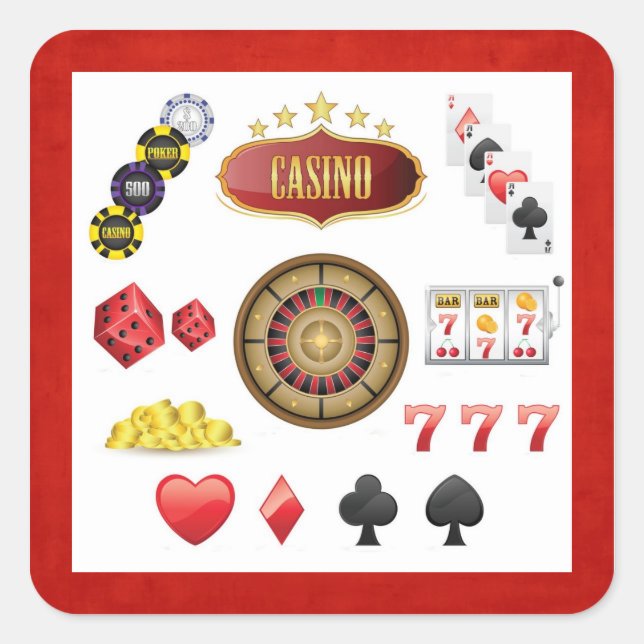 Pegatina Cuadrada Casino (Anverso)